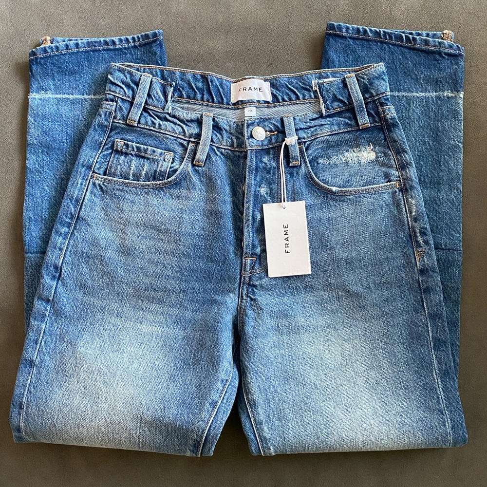 Frame Denim High-Rise Jeans in Medium Blue Wash